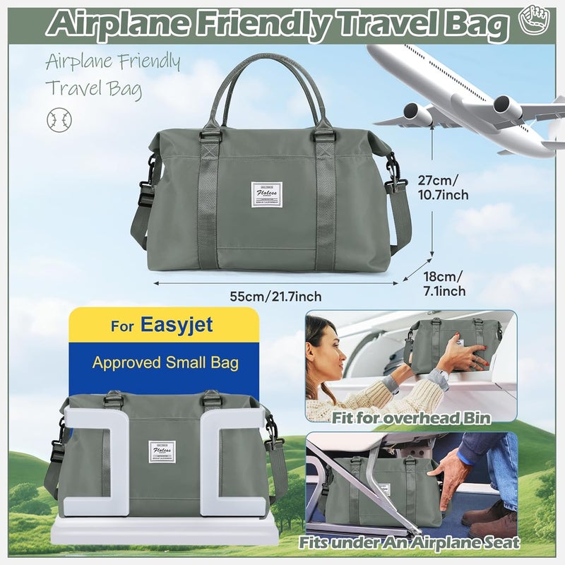SEAFEW Small Gym Duffel Bag, Travel Weekender Bags for Women, Overnight Gym Carry On Tote Bag with Wet Pocket, Hospital Mom Bag for Labor and Delivery - Green - Image 3